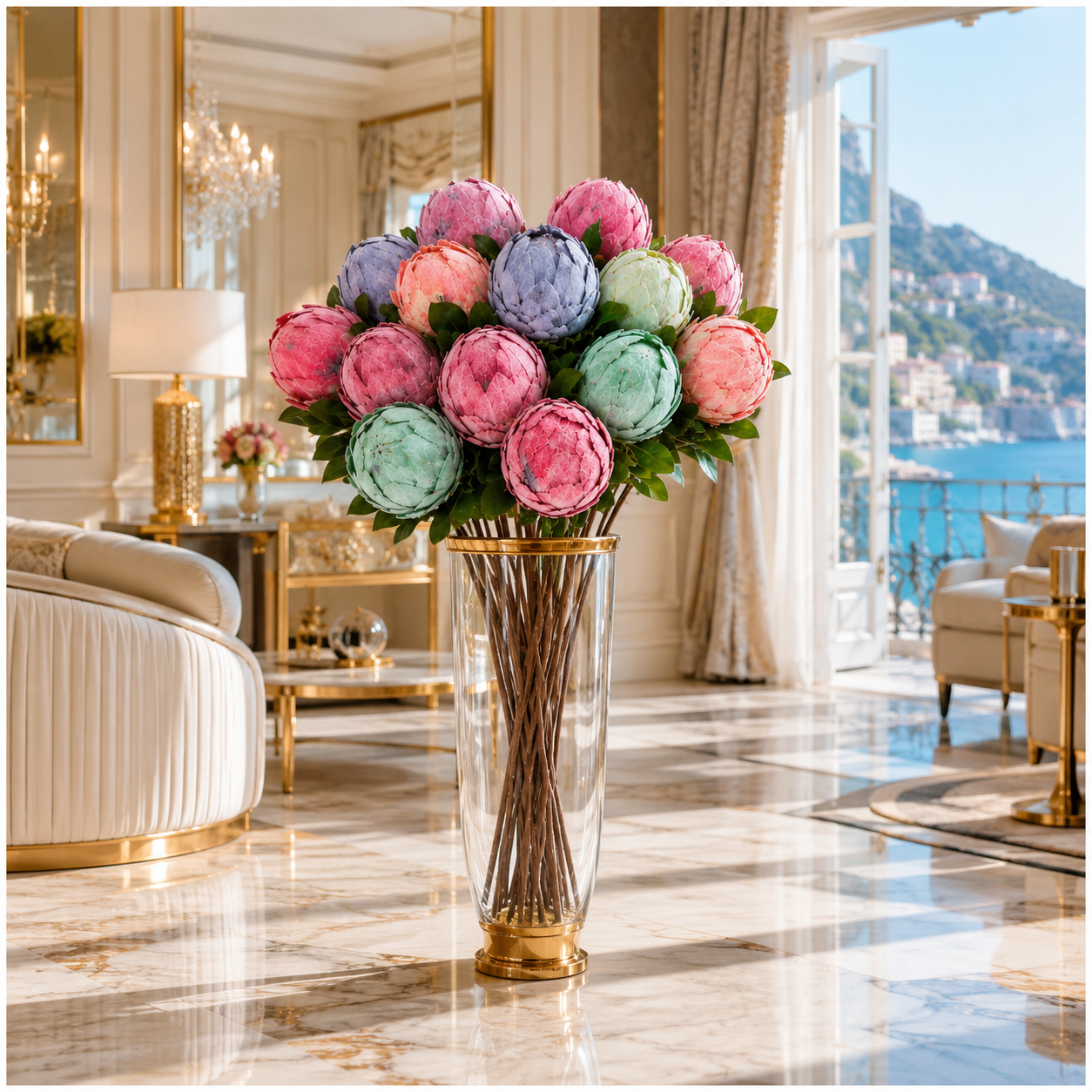 Protea Statement Bouquet – Luxury High End 12-Stem Decorative Arrangement