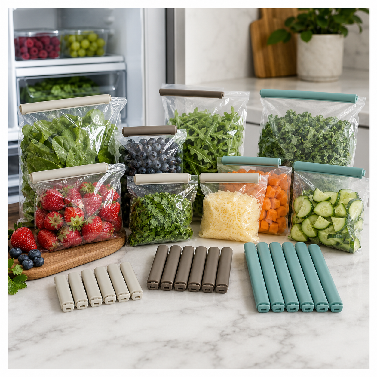 18-Piece Food Sealing Clip Set – 3 Sizes, Reusable Bag Clips for Preserving