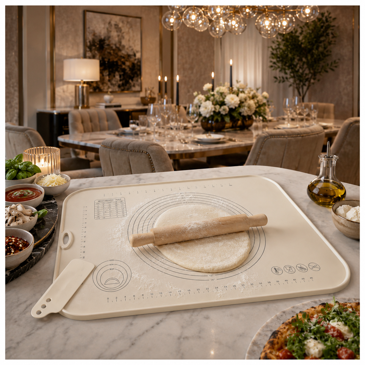 Essential Large Silicone Pastry Mat with Raised Edge and Guides - 70 x 50cm