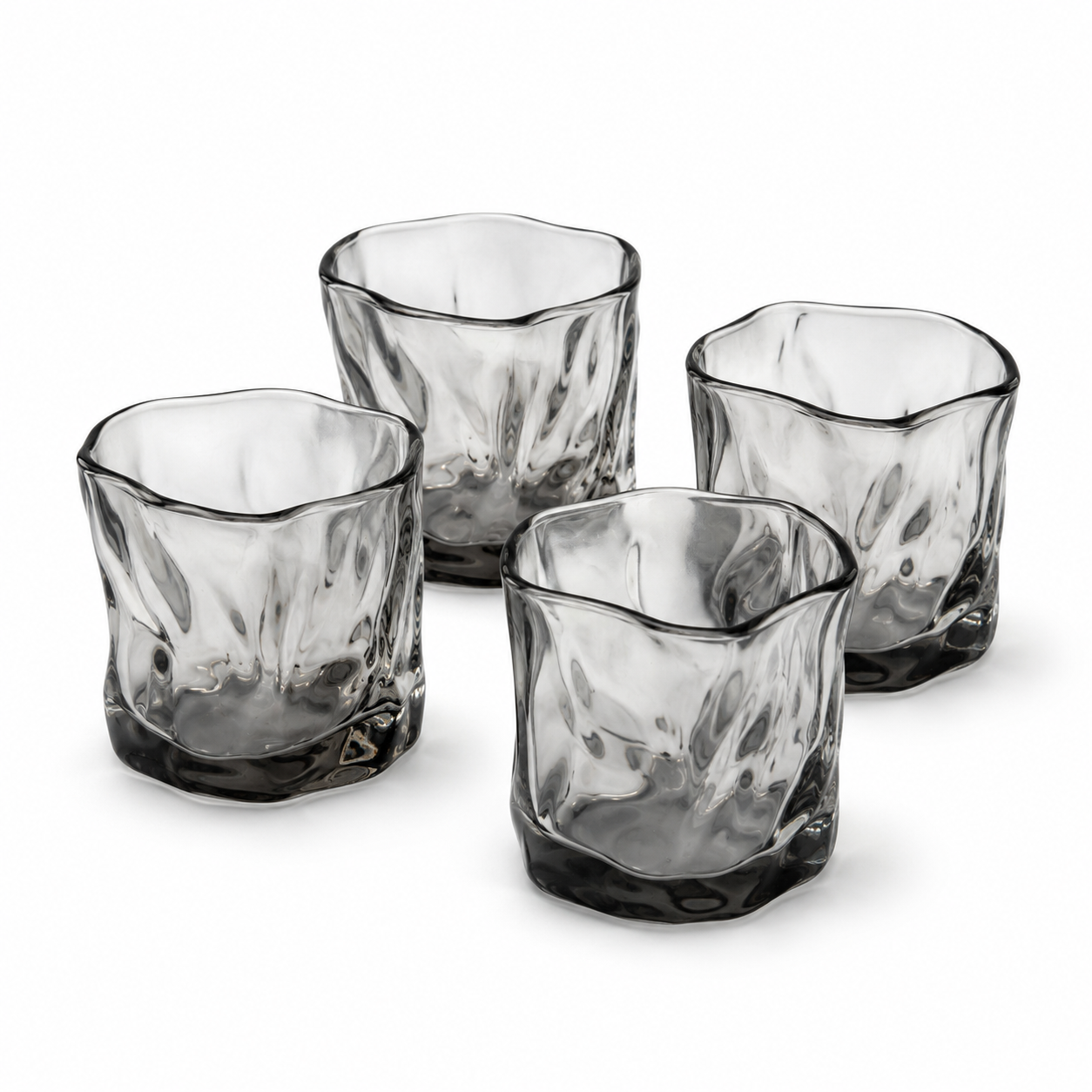 Luxury 4-Piece Translucent Black Crystal-Look Glass Set – 280ml