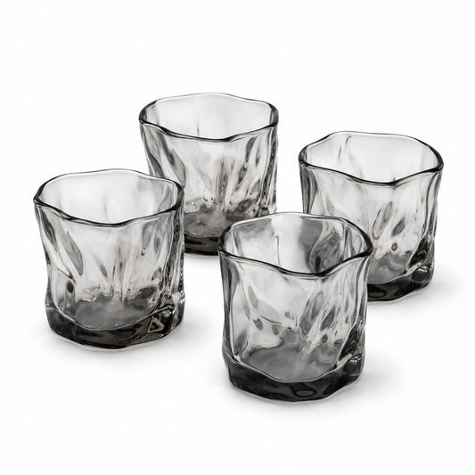 Luxury 4-Piece Translucent Black Crystal-Look Glass Set – 280ml