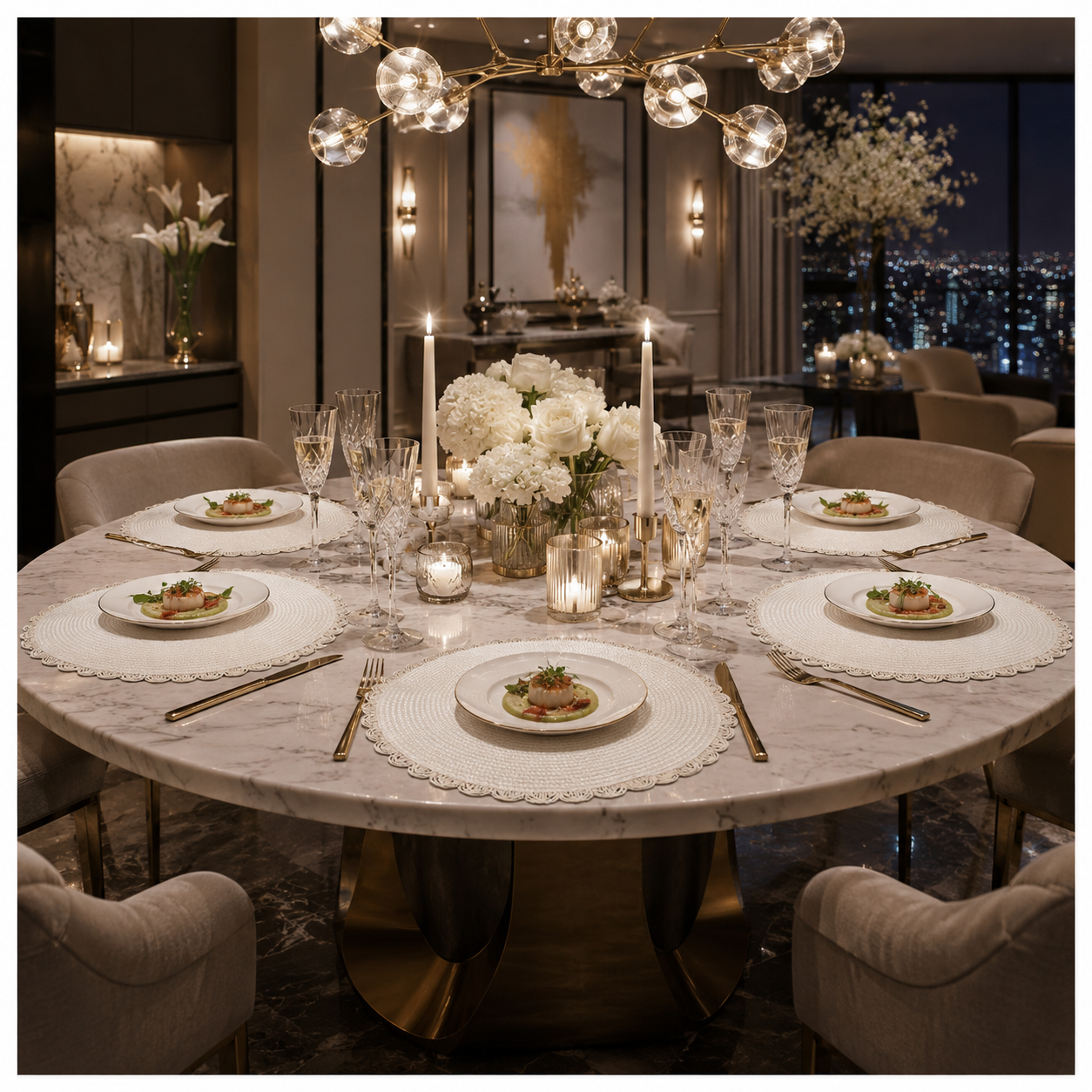 6-Piece Round Woven Straw Placemats with Scalloped Edge – 38cm