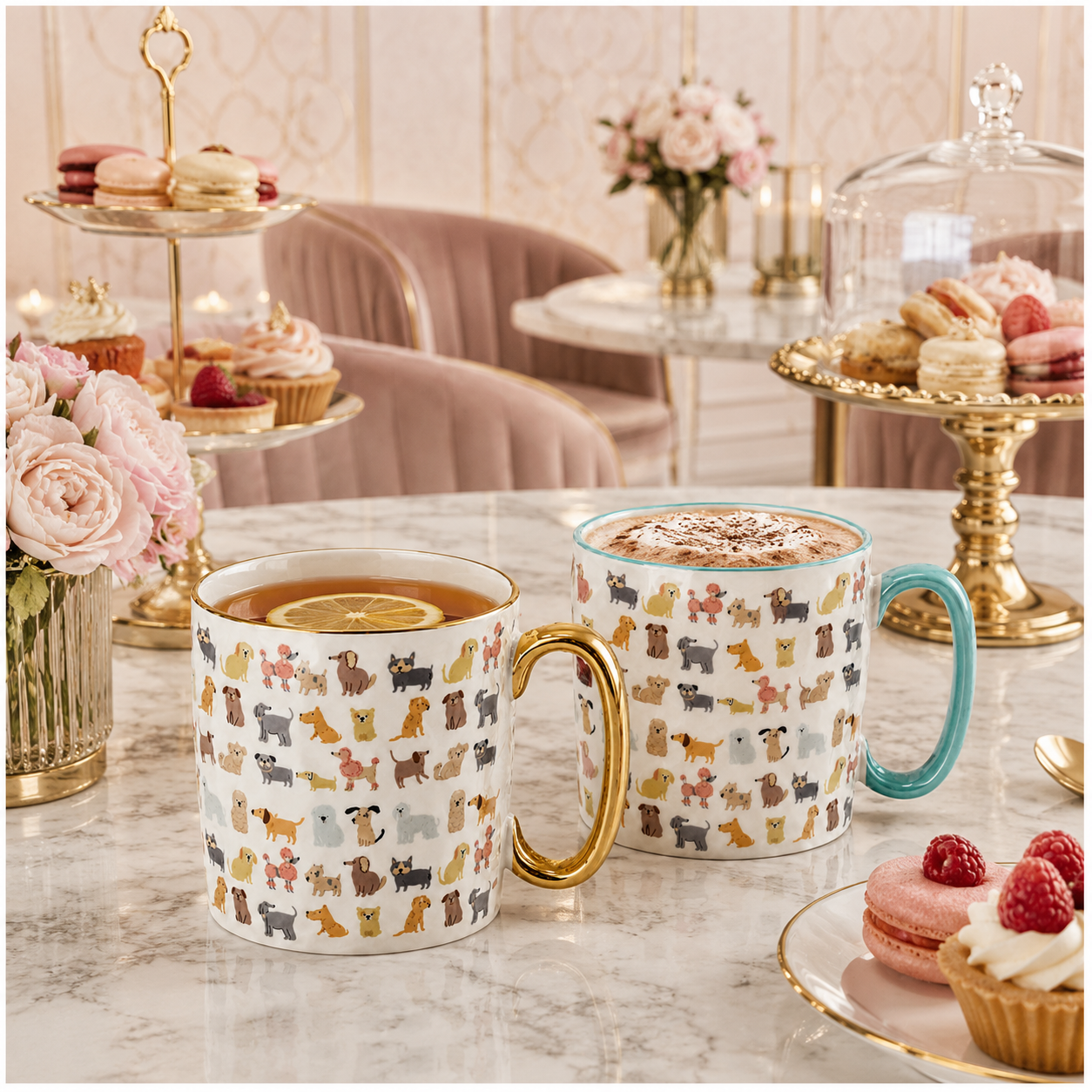 Classic Animal-Print Porcelain Mug Set of 2 –310ml - Hot and Cold Drinkware