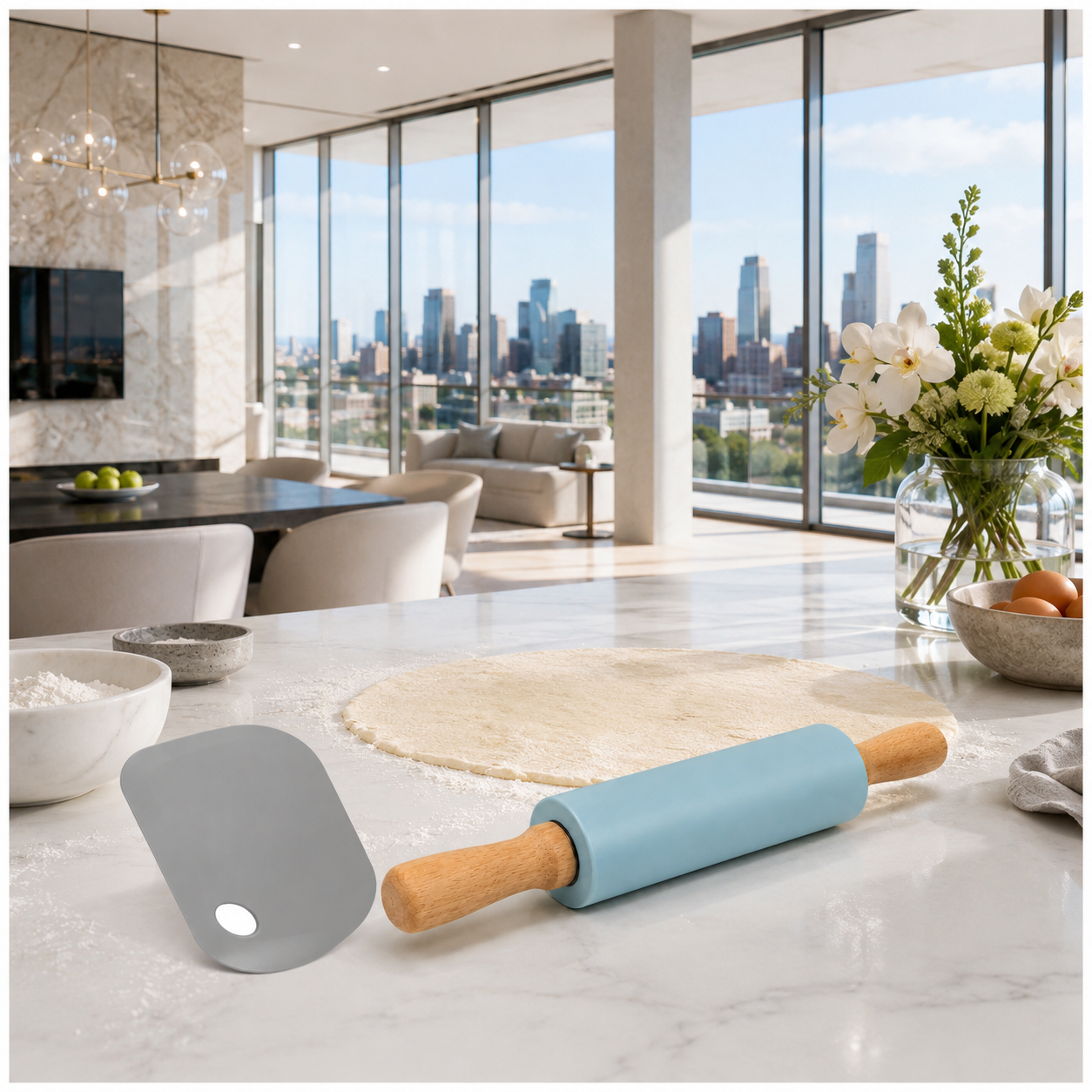 A stylish baking set made for rolling, shaping, lifting and scraping