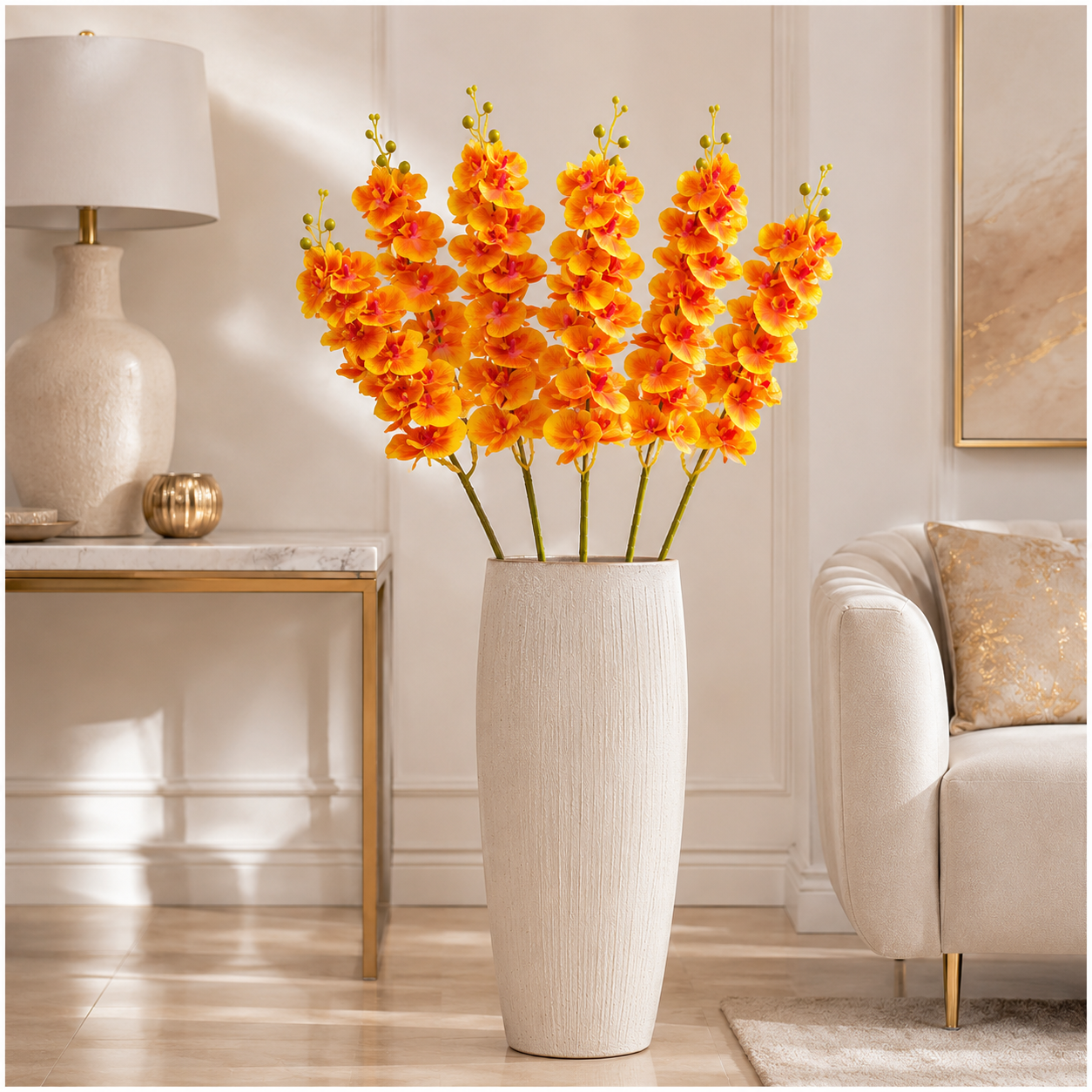 3-Piece Elegant Orchid Flower Stem Set – 98cm Tall, Modern Floral set
