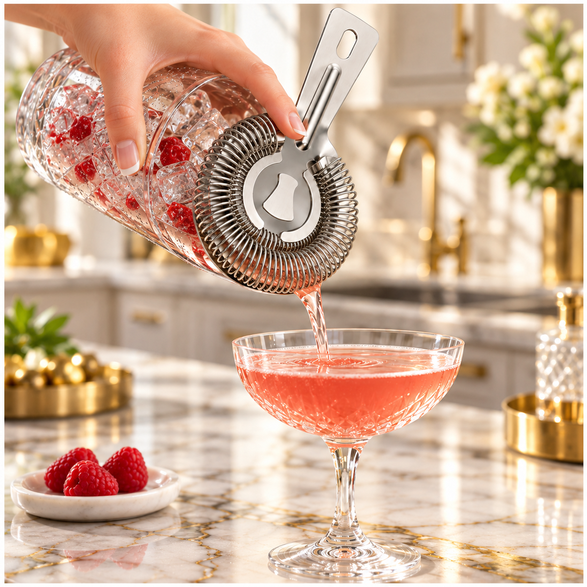 Stainless Steel Cocktail Ice Strainer - Silver Spring Coil - 14 cm