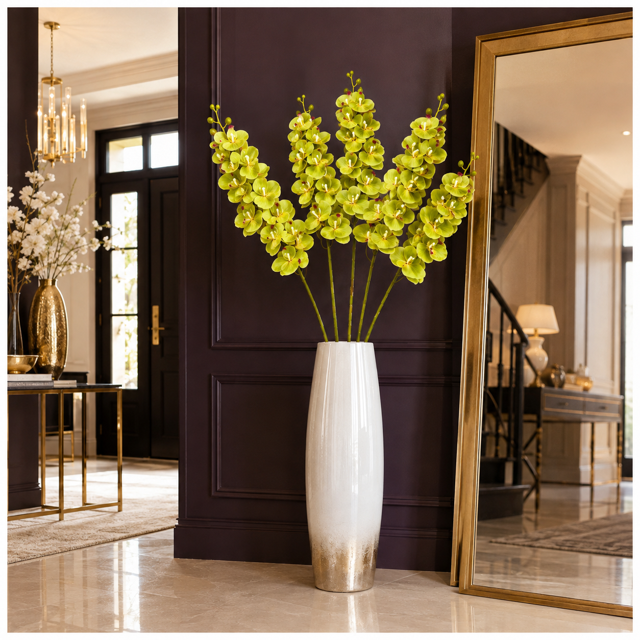 3-Piece Elegant Orchid Flower Stem Set – 98cm Tall, Modern Floral set