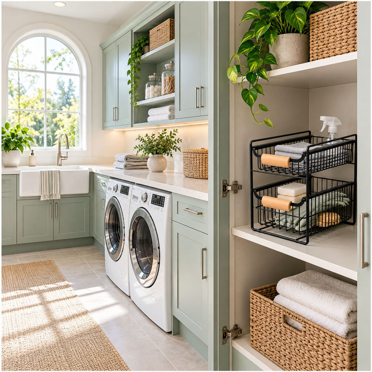 2-Tier Iron Drawer Organiser with Beechwood Handles for Convenient Storage