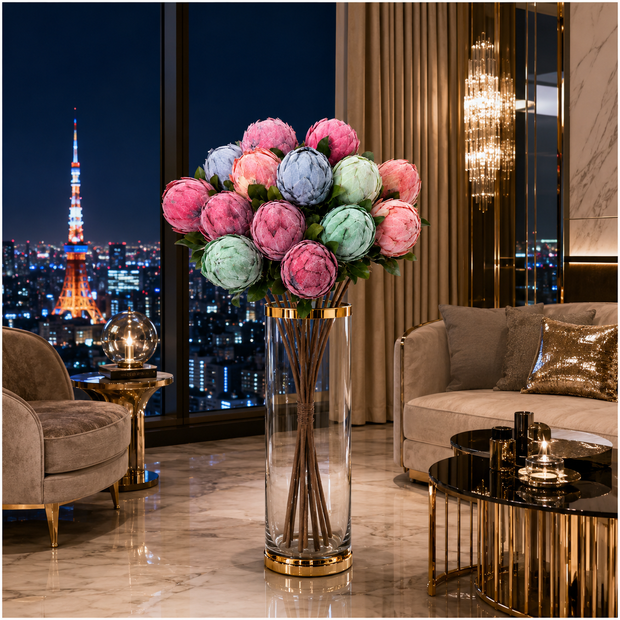Protea Statement Bouquet – Luxury High End 12-Stem Decorative Arrangement