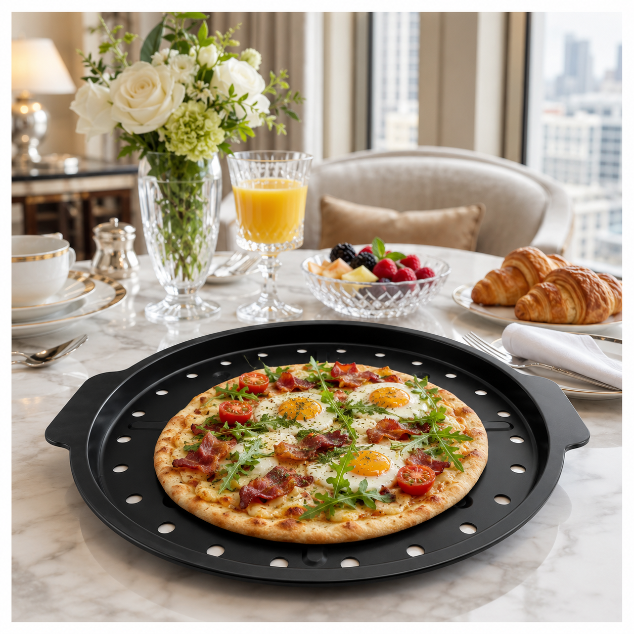 Crisp-Crust Non-Stick Pizza Tray –Carbon Steel Oven-to-Table Bakeware -31cm