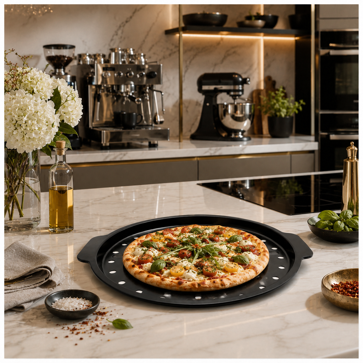 Crisp-Crust Non-Stick Pizza Tray –Carbon Steel Oven-to-Table Bakeware -31cm
