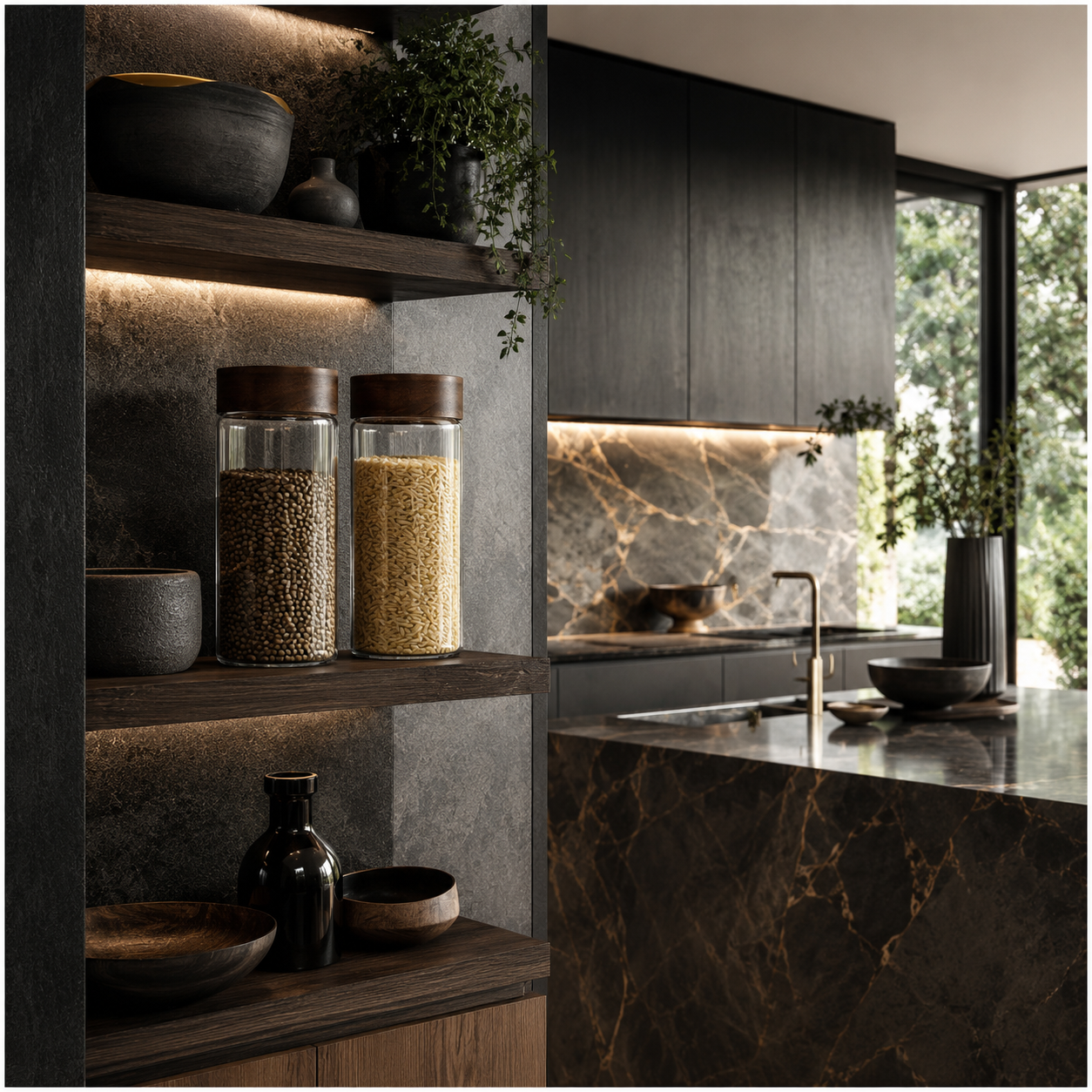 Set of 2 Borosilicate Sealed Glass Jars with Acacia Wood Lids – 580ml Each