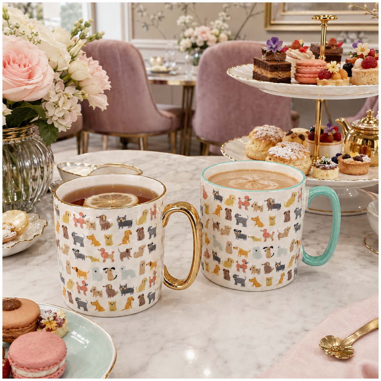 Classic Animal-Print Porcelain Mug Set of 2 –310ml - Hot and Cold Drinkware