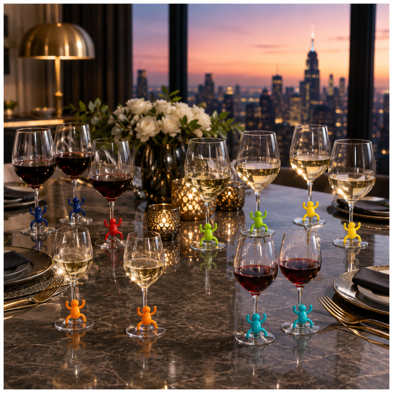 Charming 12-Piece Silicone Spider Wine Glass Marker Set - Multicolour
