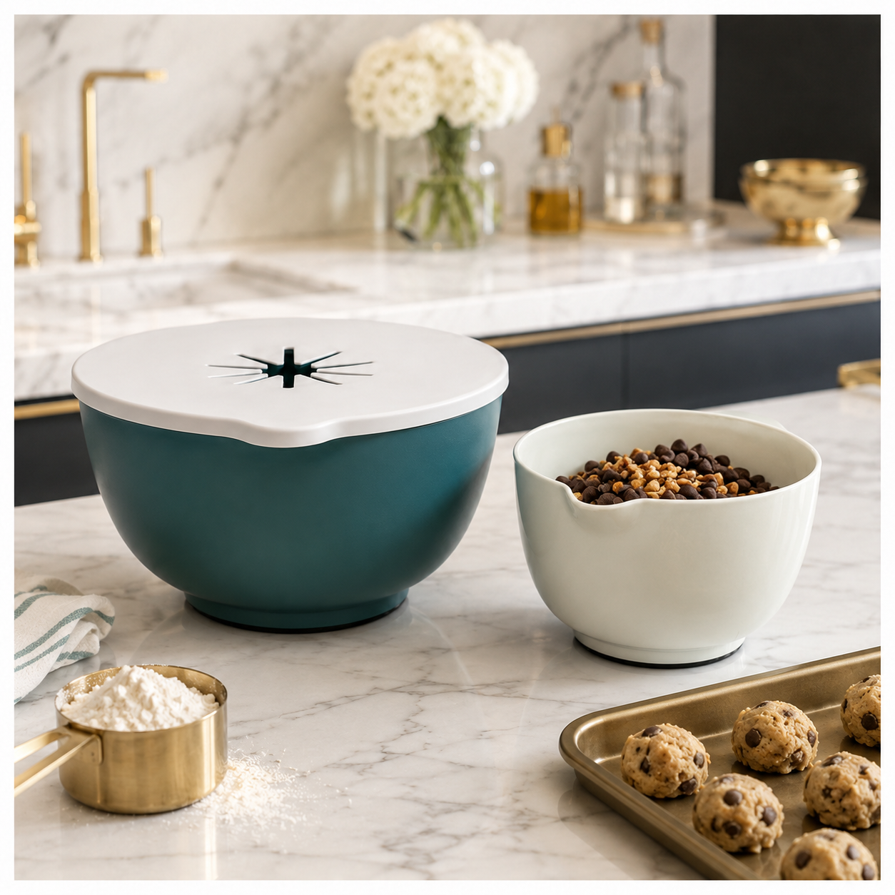 Essential 3 Piece Mixing Bowl Set with Lid – 2 Sizes- Baking Prep BowlS