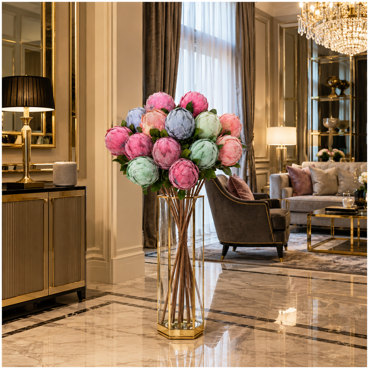 Protea Statement Bouquet – Luxury High End 12-Stem Decorative Arrangement