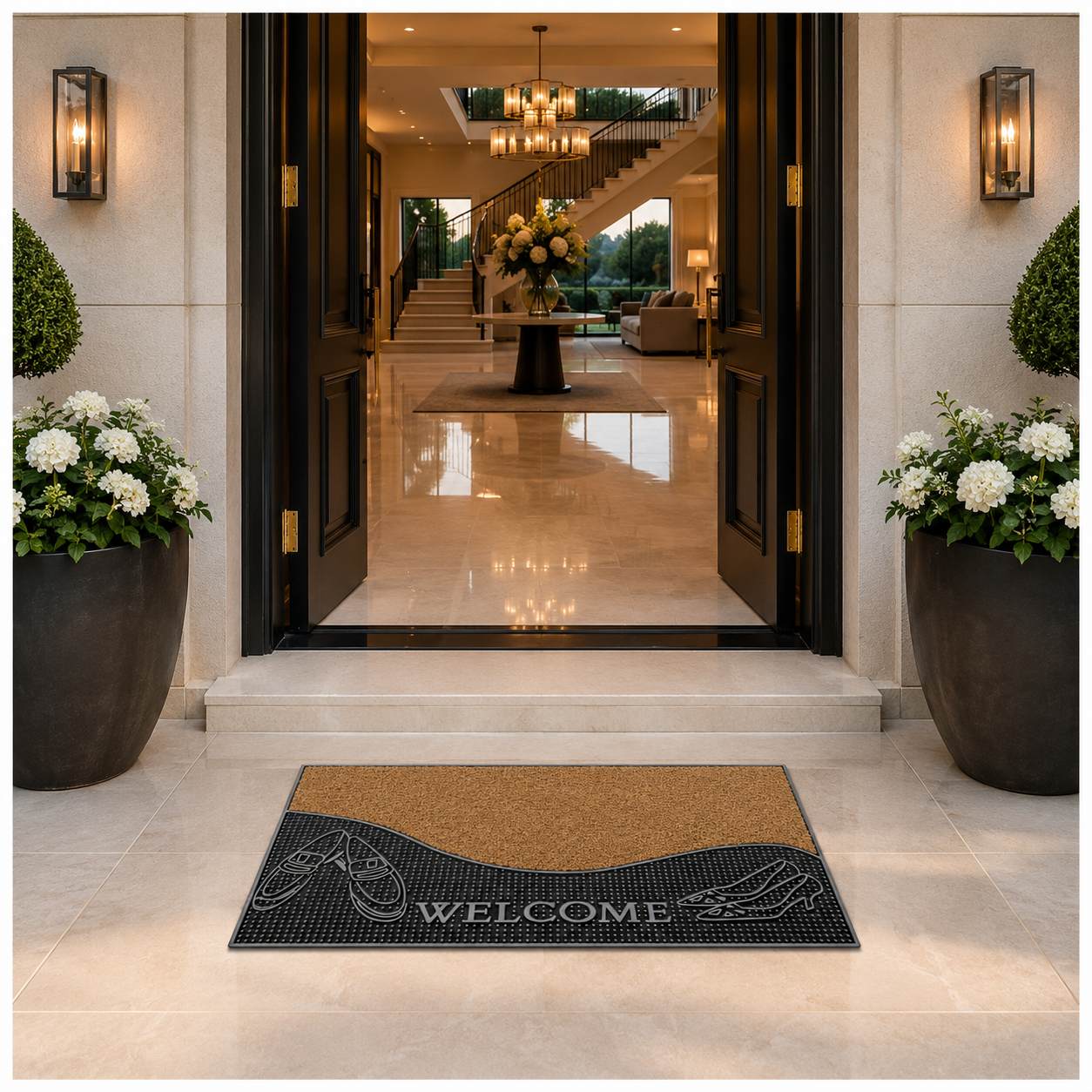 Heavy Outdoor Entrance Door Mat 70 x 40 cm | Non-Slip Dirt Trapper Rug