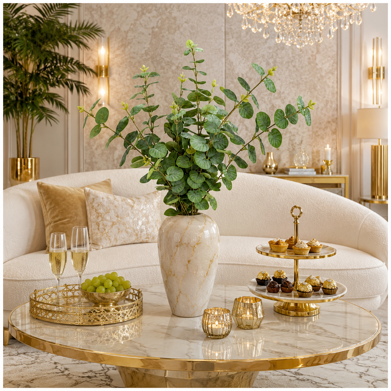 Stylish Modern Eucalyptus Stems Bundle – 3 Modern Decorative Stems - 85 cm