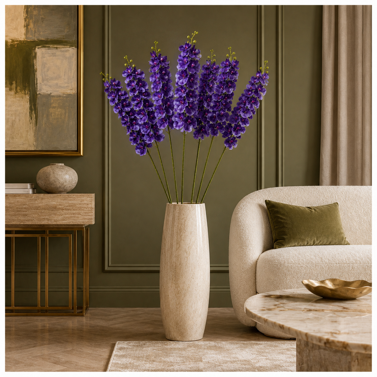 3 Piece Decorative Orchid Stem Set – Beautiful Tall Flowers -98 cm