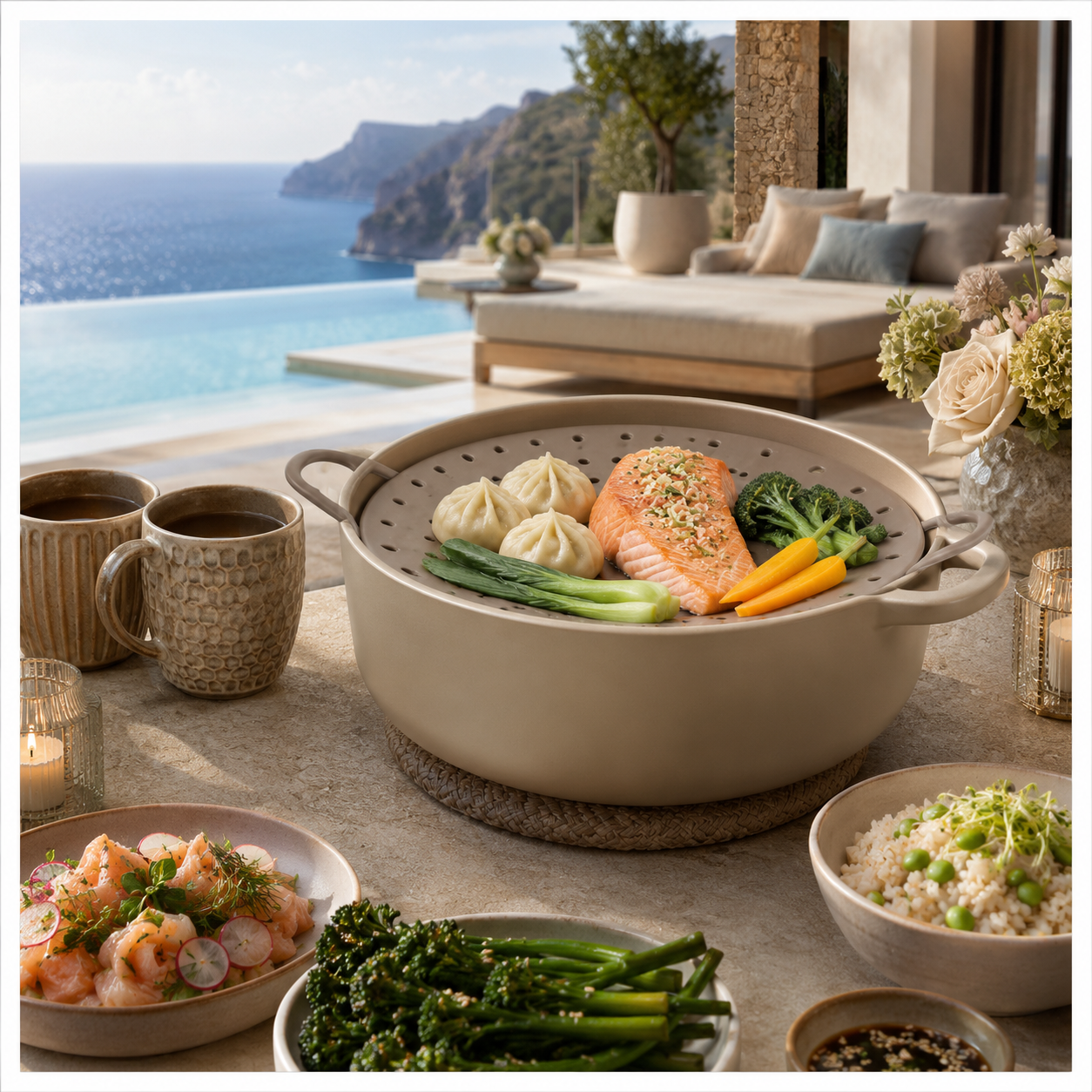 Silicone Steamer Basket with Handles – 21.5 cm Pot Insert for Easy Steaming
