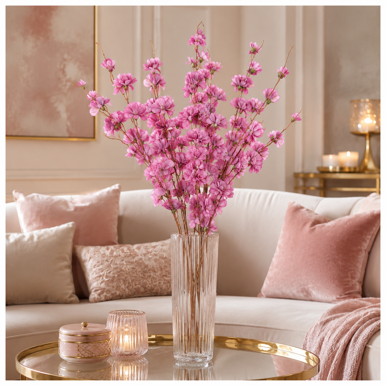 Beautiful Cherry Blossom Stems – 85cm, 2-Pack, White or Pink Lilac