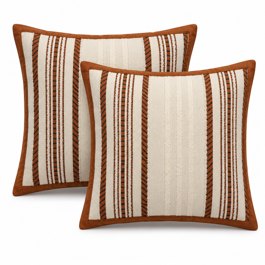 Set of 2 Corduroy Cushion Covers - 45cm x 45cm - Bronze Beige Neutral