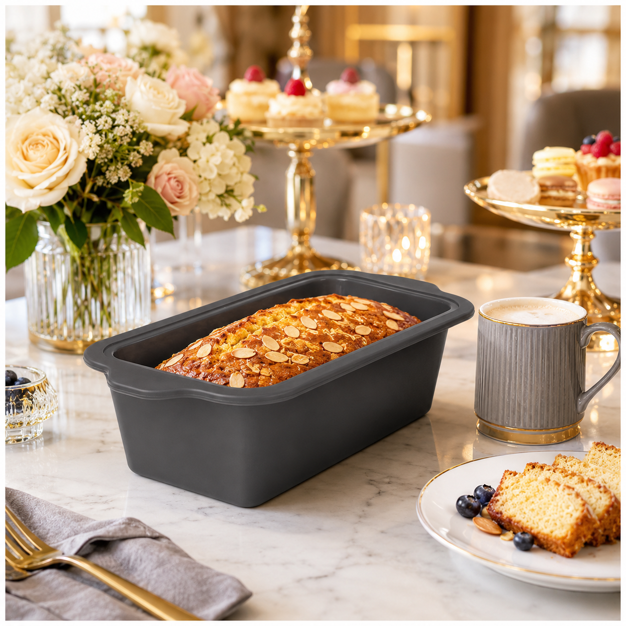 Essential Grey Reinforced Silicone Loaf Pan – BPA Free Baking Mould - 24cm