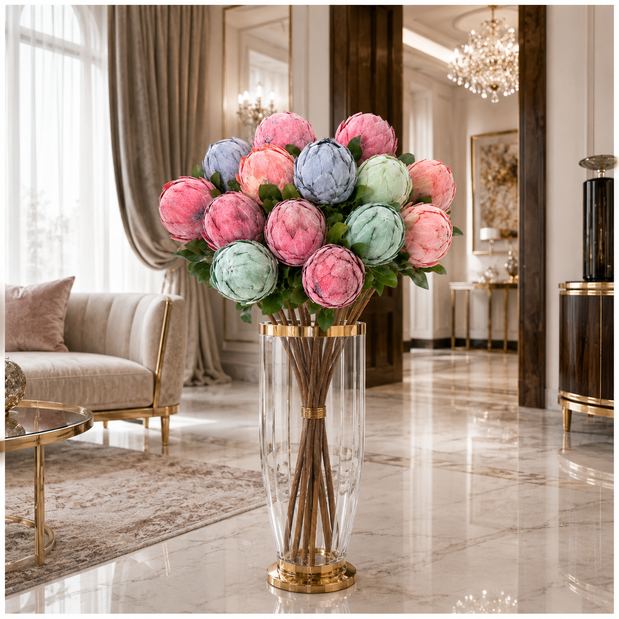 Protea Statement Bouquet – Luxury High End 12-Stem Decorative Arrangement