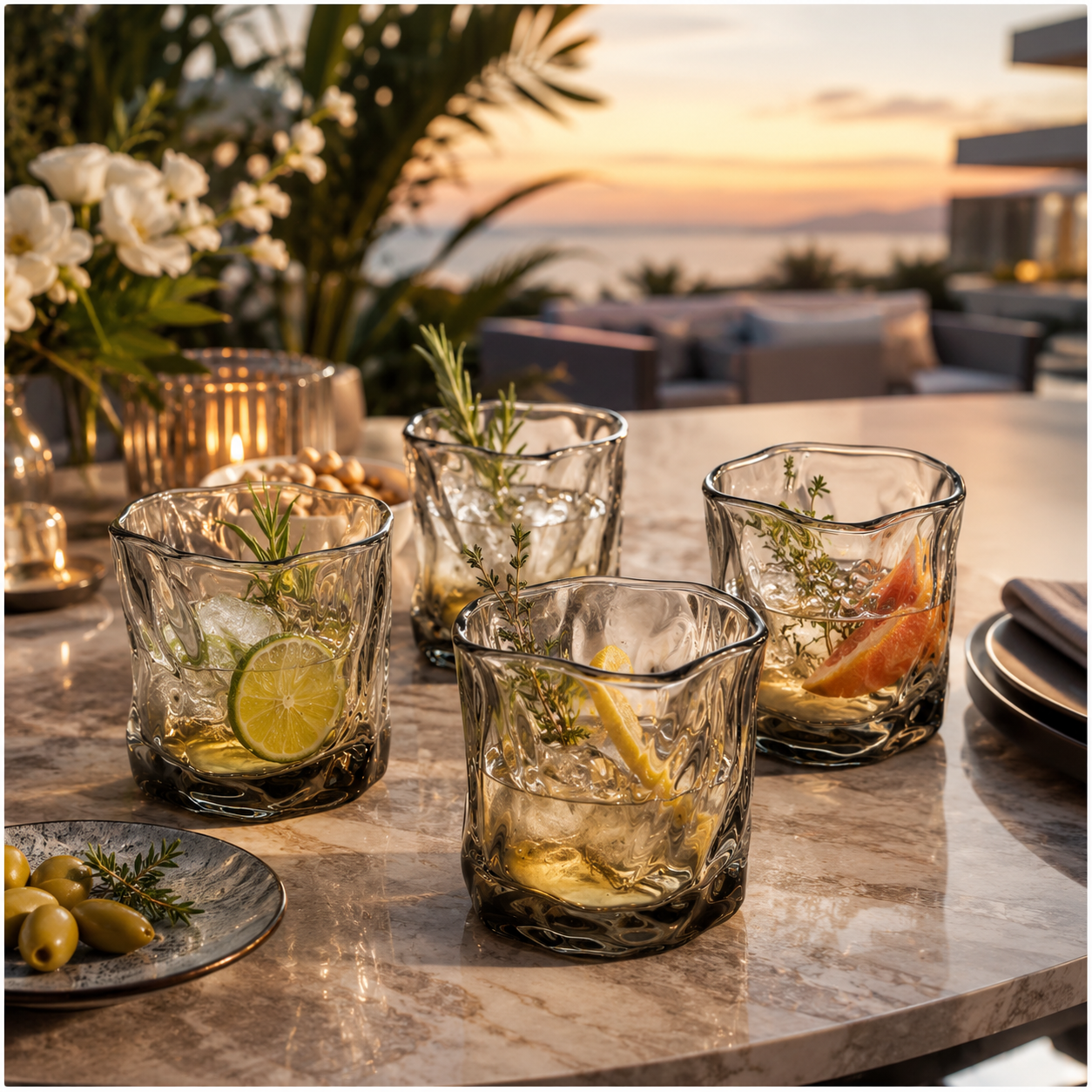 Luxury 4-Piece Translucent Black Crystal-Look Glass Set – 280ml