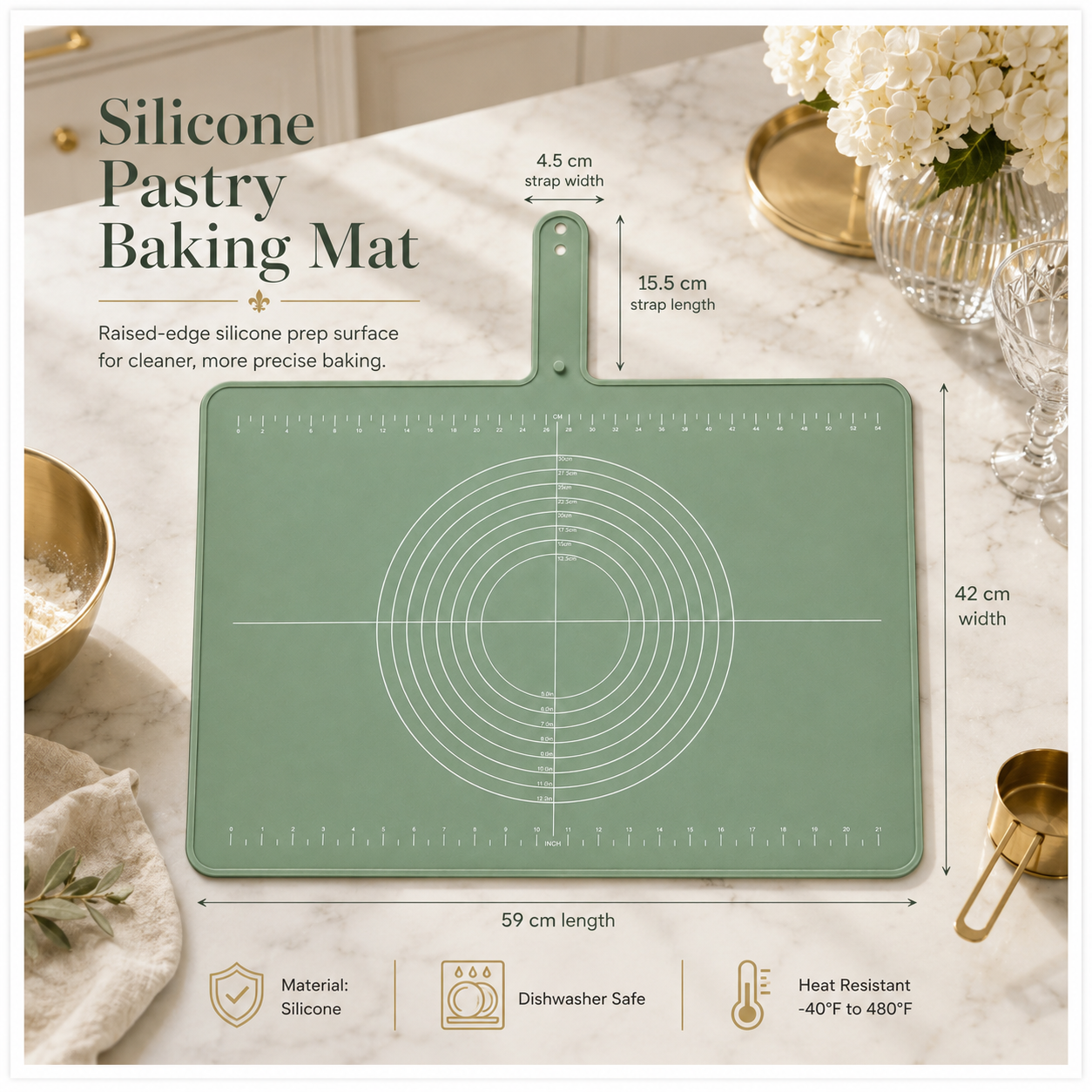 Essential Large Silicone Baking Prep Mat - With Baking Guides – Sage Gree