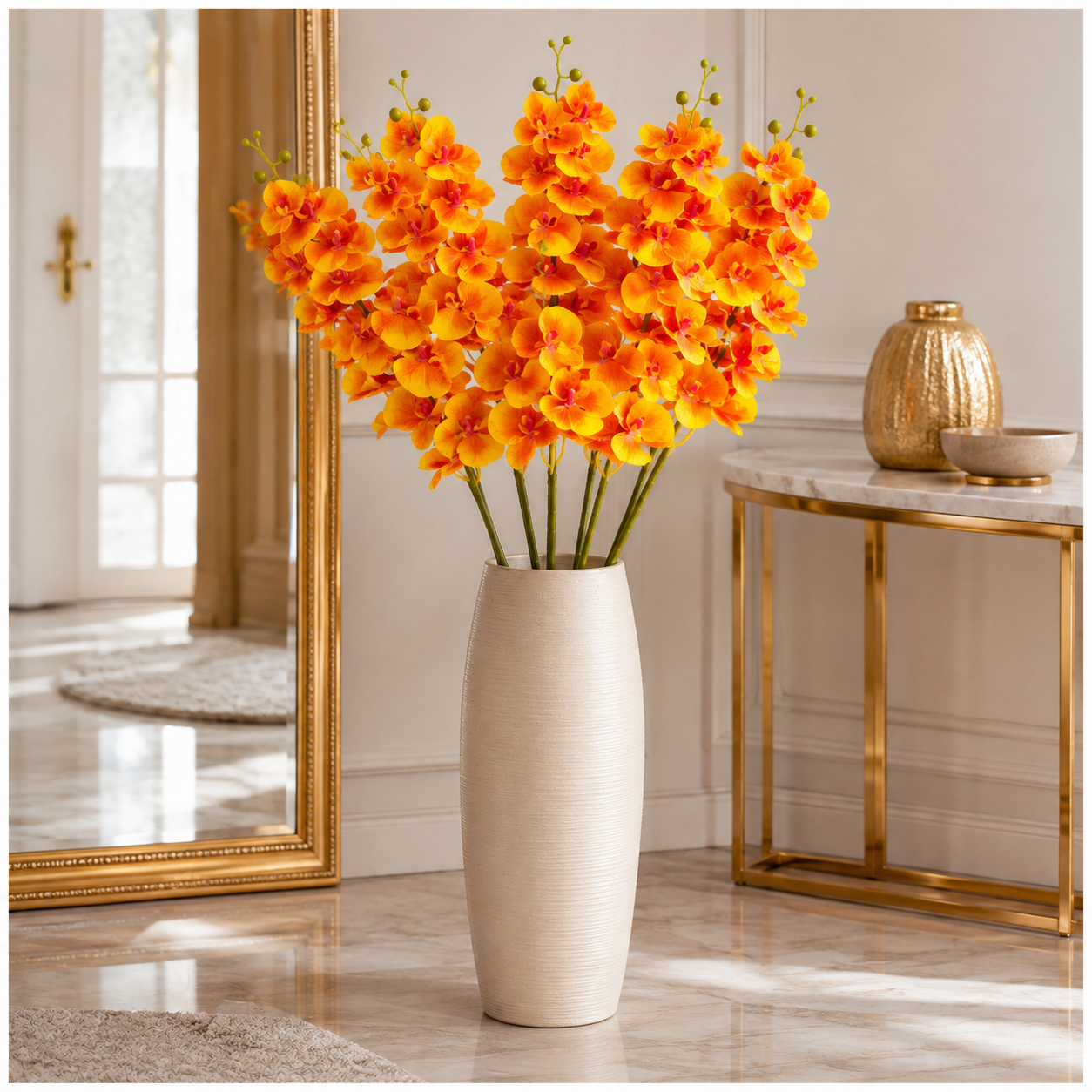 3-Piece Elegant Orchid Flower Stem Set – 98cm Tall, Modern Floral set