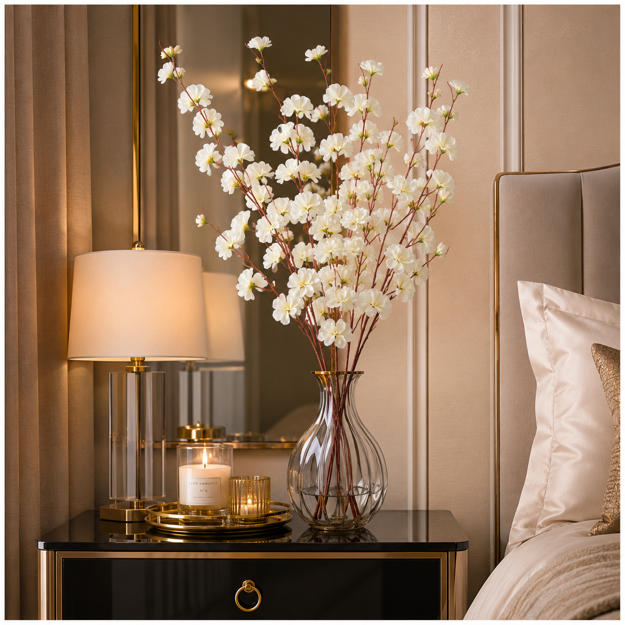 Beautiful Cherry Blossom Stems – 85cm, 2-Pack, White or Pink Lilac