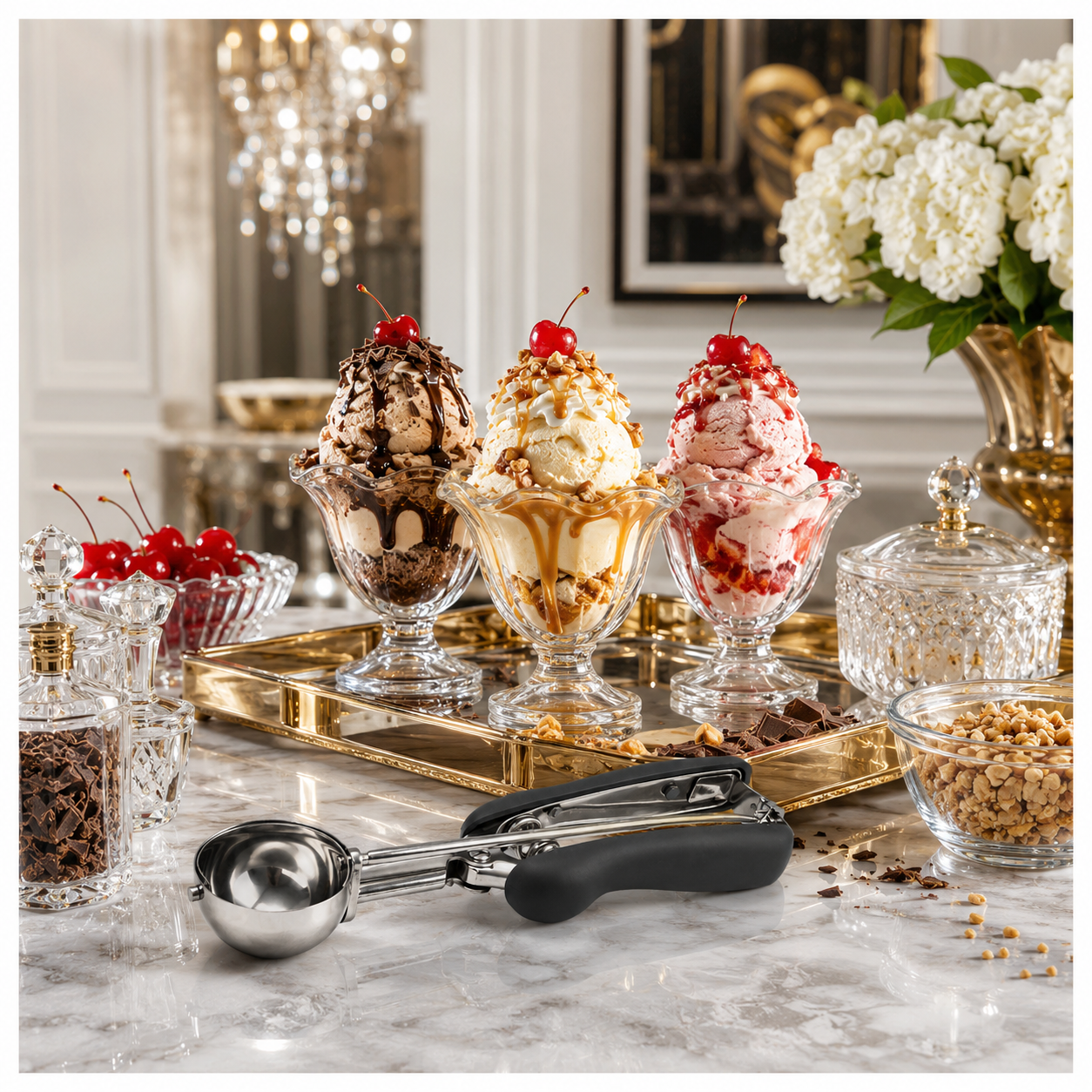 Stainless Steel Trigger Ice Cream-Cookie Scoop with Easy Release