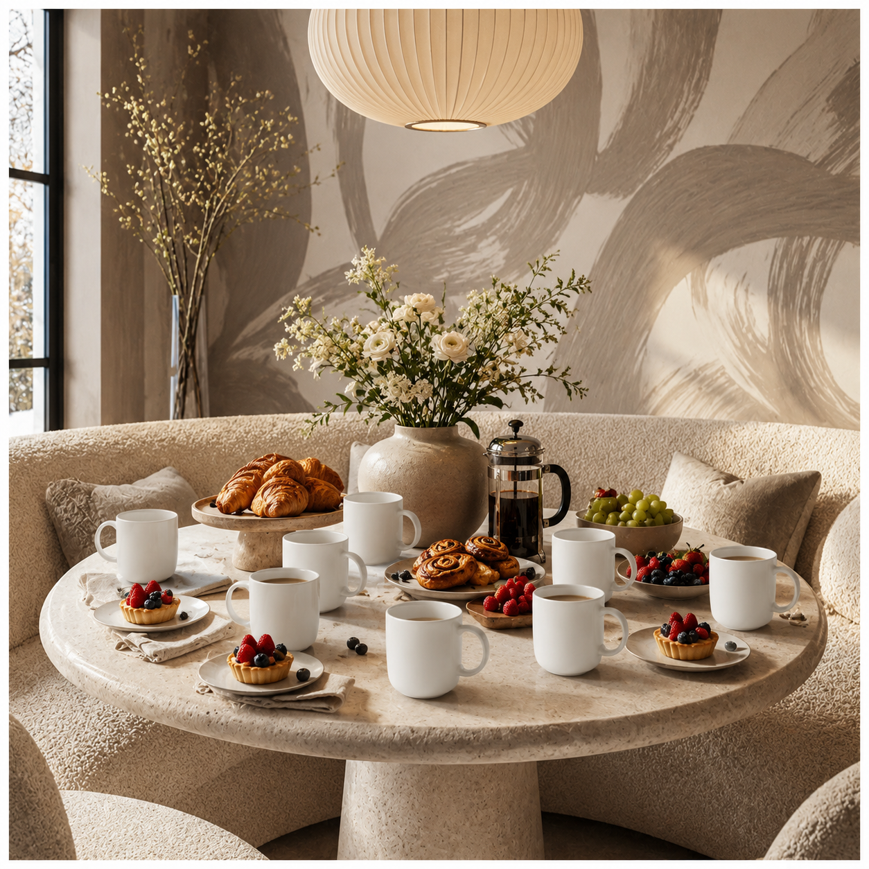 Essential 18-Piece White Ceramic Mug Set for Tea, Coffee and Entertaining