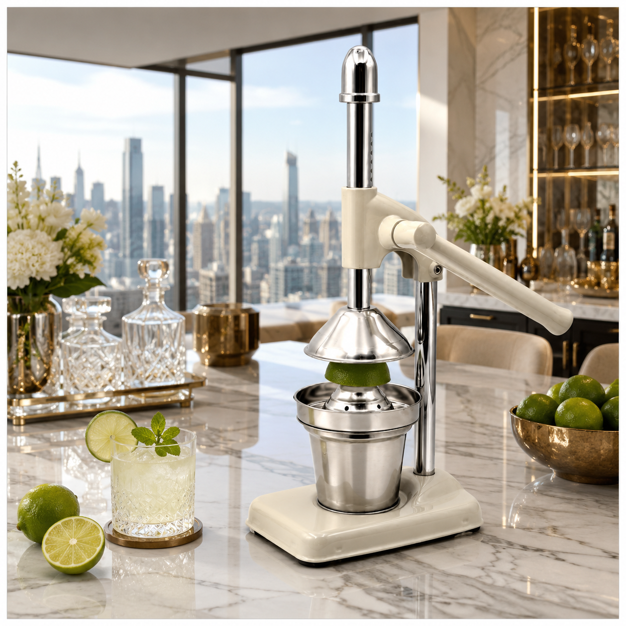 Manual Citrus Juicer- Lever Arm Juice Press with Stainless Steel Cup- 35 CM