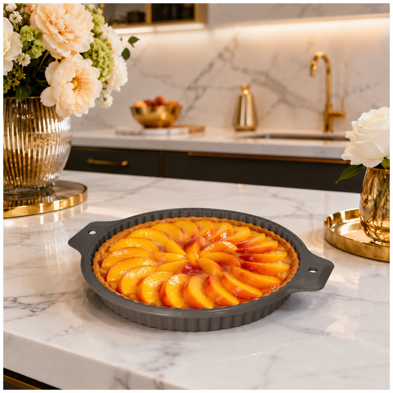 Essential Round Fluted Tart and Quiche Mold -33.4 x 28.3 x 3.2cm - BPA free