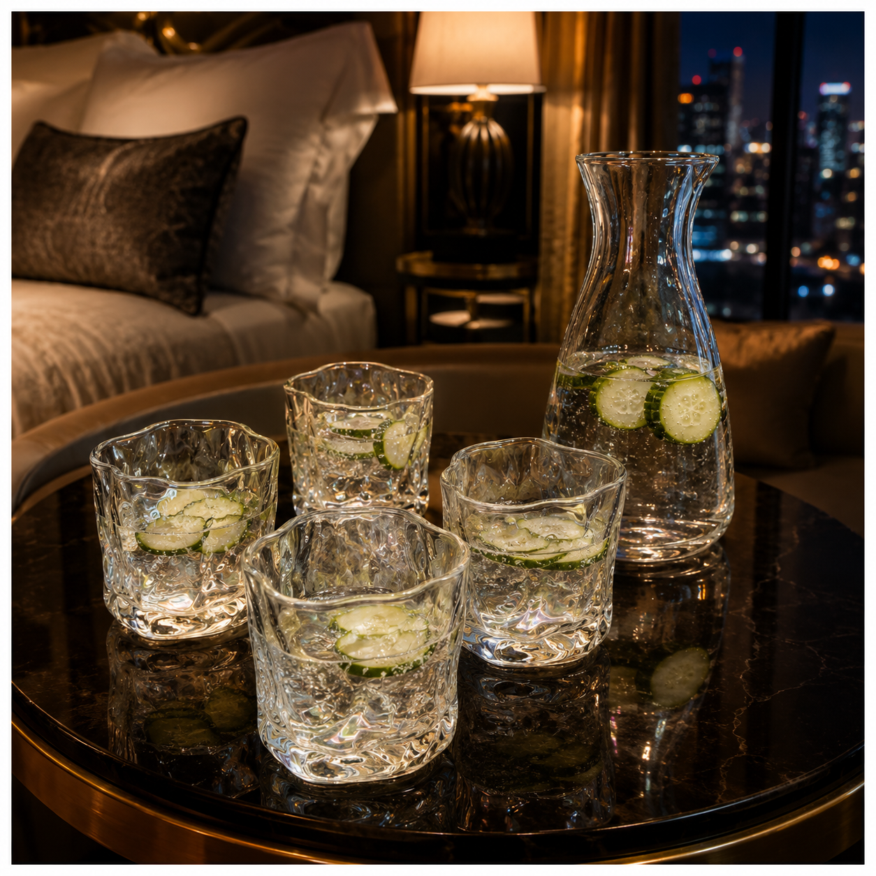 Luxury 4-Piece Twisted Shining Pearl Crystal-Look Glass Set – 280ml