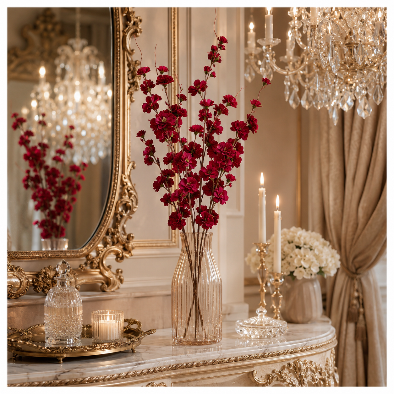 Faux Cherry Blossom Stems – 85cm Decorative 2-Piece Bundle
