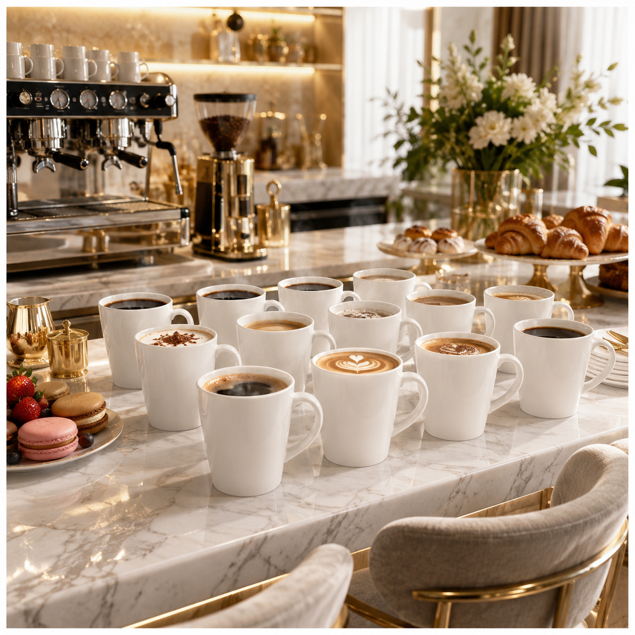Essential 12-Piece White Fine Porcelain Coffee and Tea Mug Set