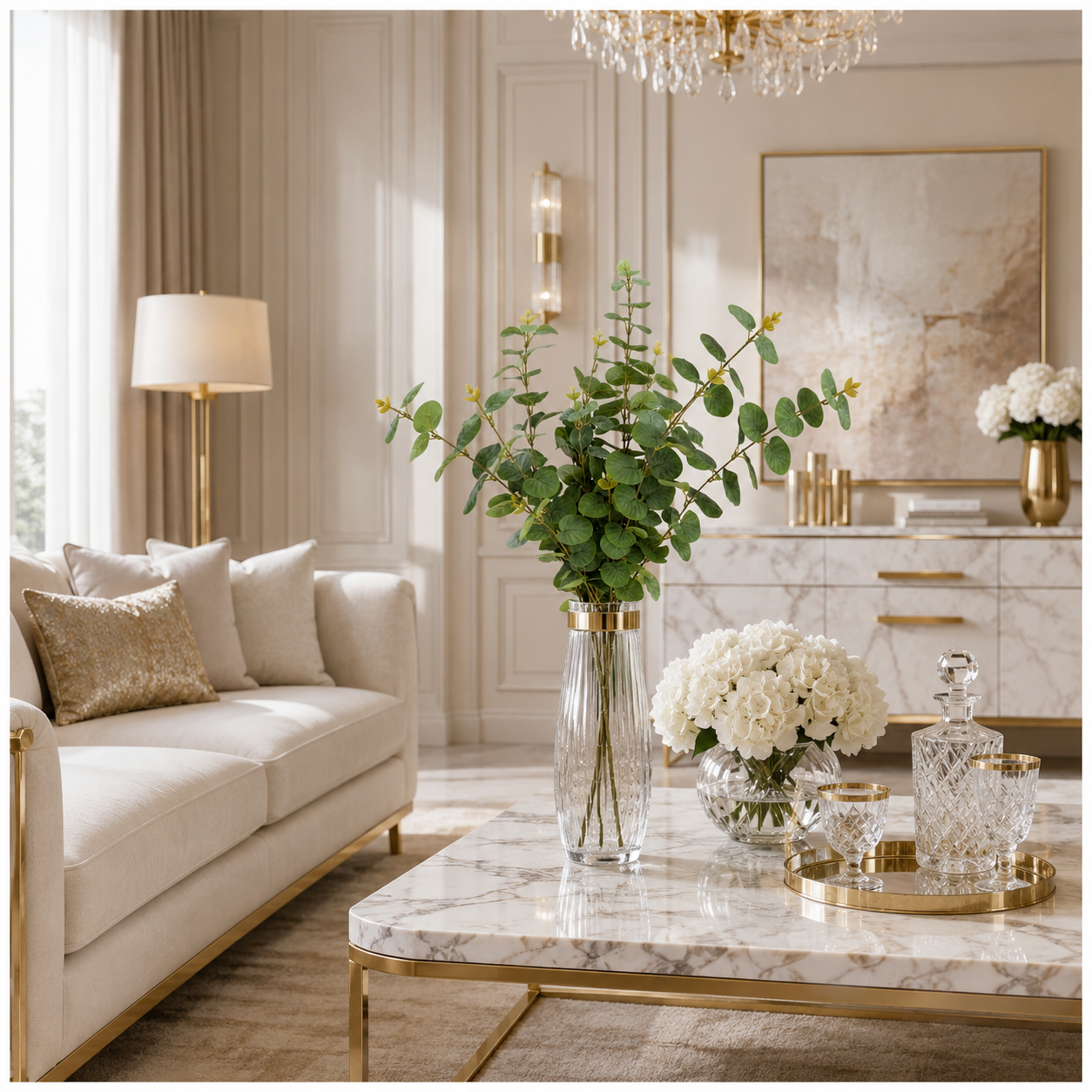 Stylish Modern Eucalyptus Stems Bundle – 3 Modern Decorative Stems - 85 cm