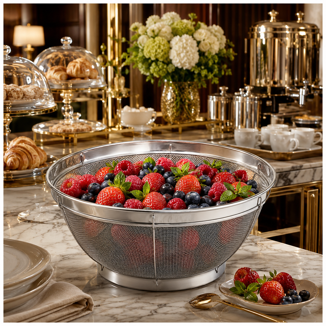 Fine Mesh Stainless Steel Colander Basket - Perfect for Kitchen Prep -27 cm