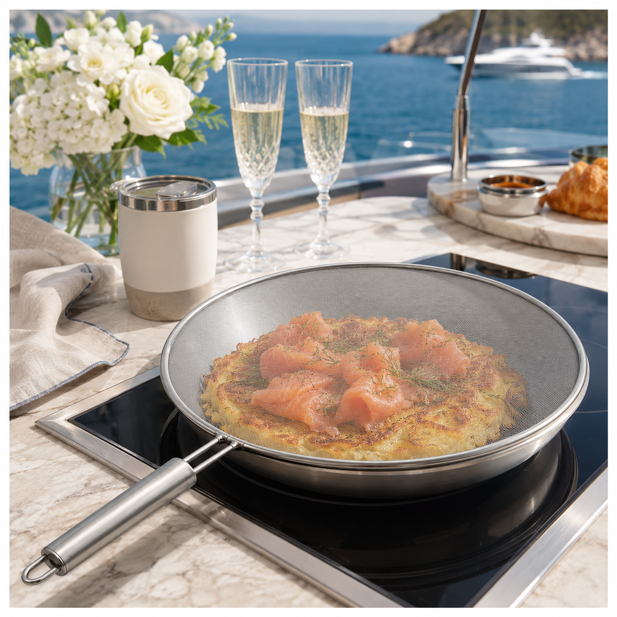 30cm Stainless Steel Splatter Screen with Easy-Grip Handl
