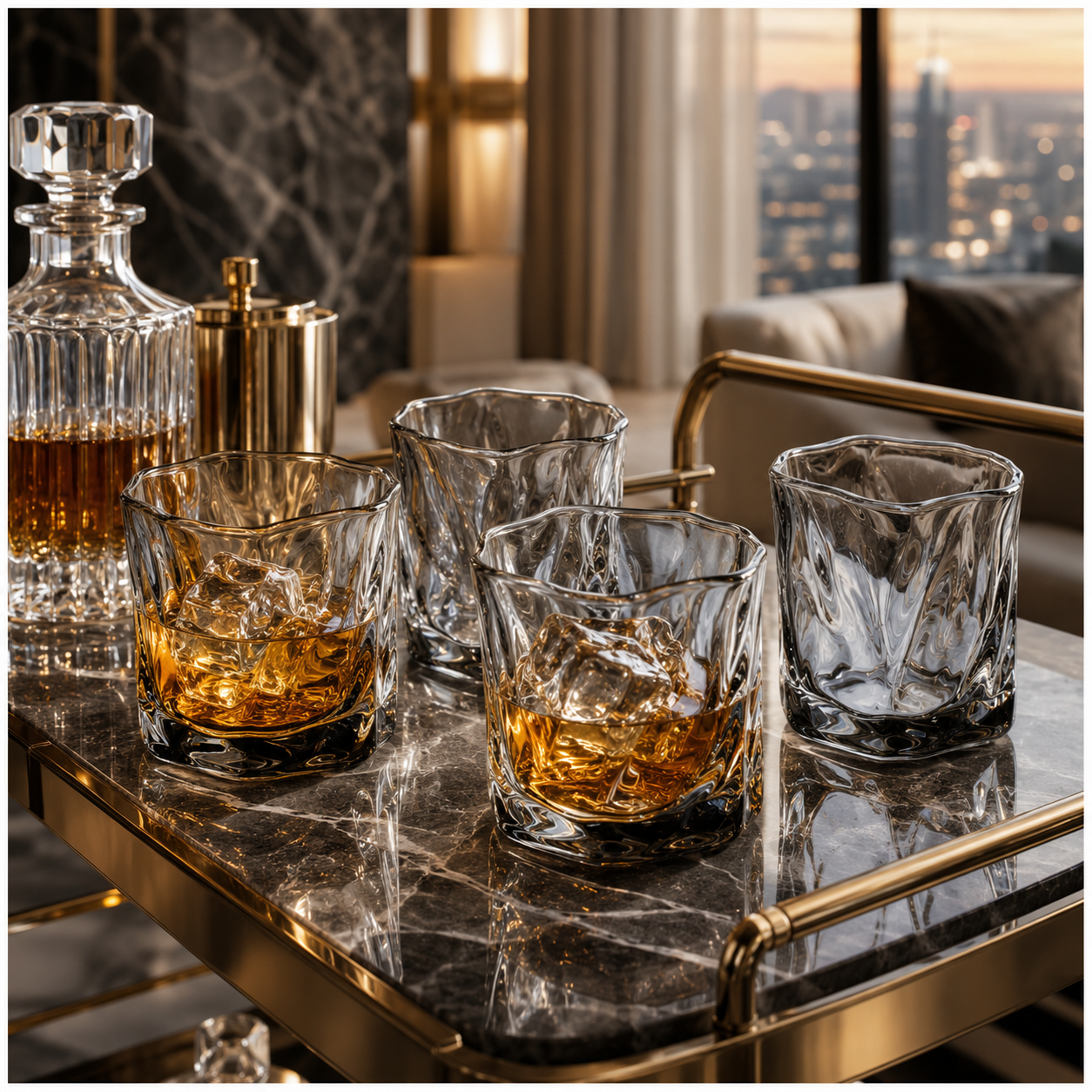 Luxury 4-Piece Translucent Black Crystal-Look Glass Set – 280ml