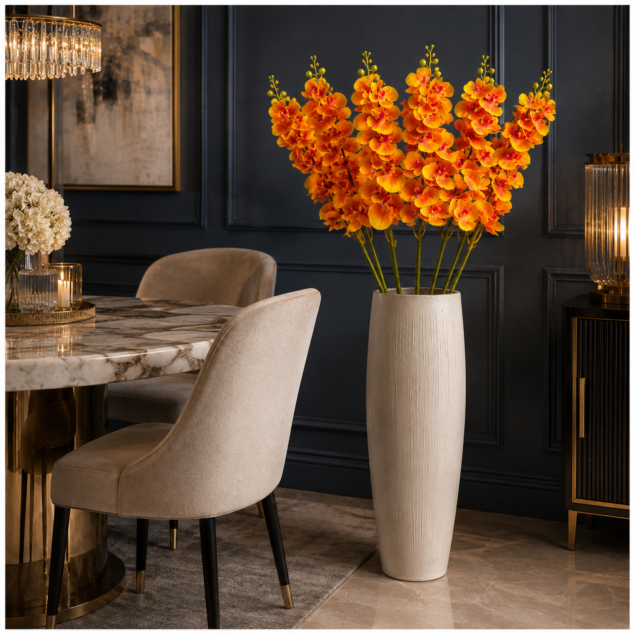 3-Piece Elegant Orchid Flower Stem Set – 98cm Tall, Modern Floral set
