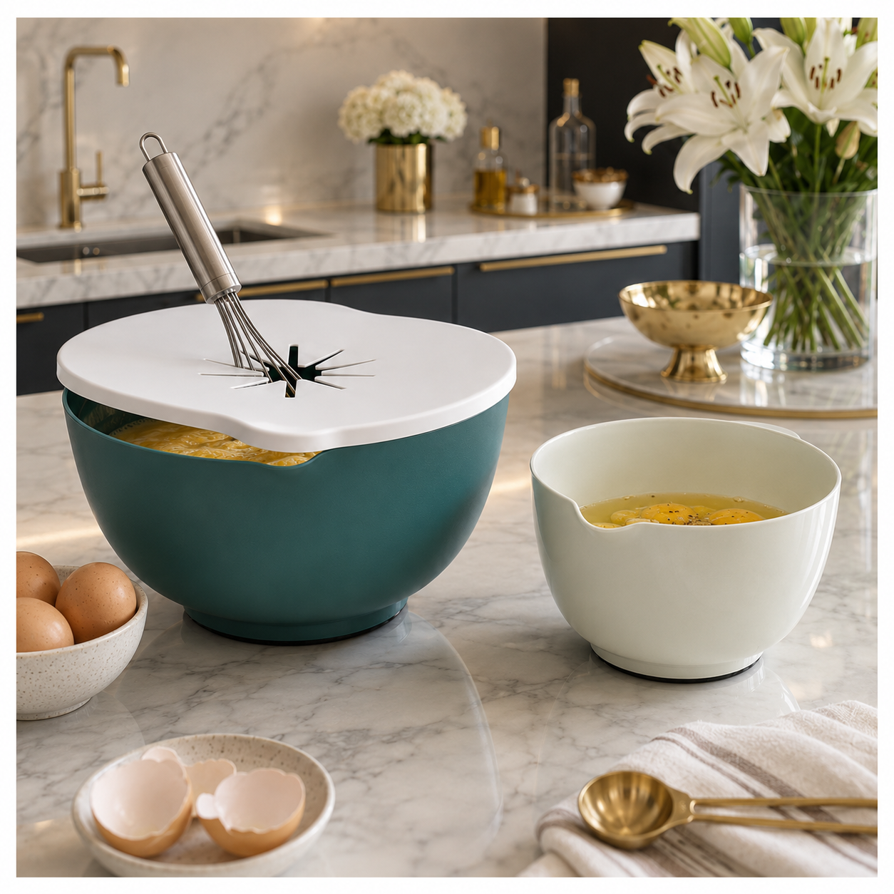 Essential 3 Piece Mixing Bowl Set with Lid – 2 Sizes- Baking Prep BowlS