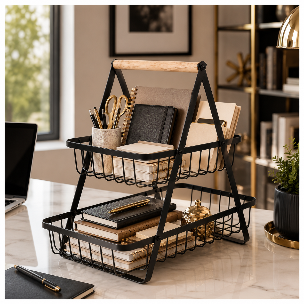 2 Tier Basket Organizer-Rack for Fruits, Vegetables and Everyday Essentials