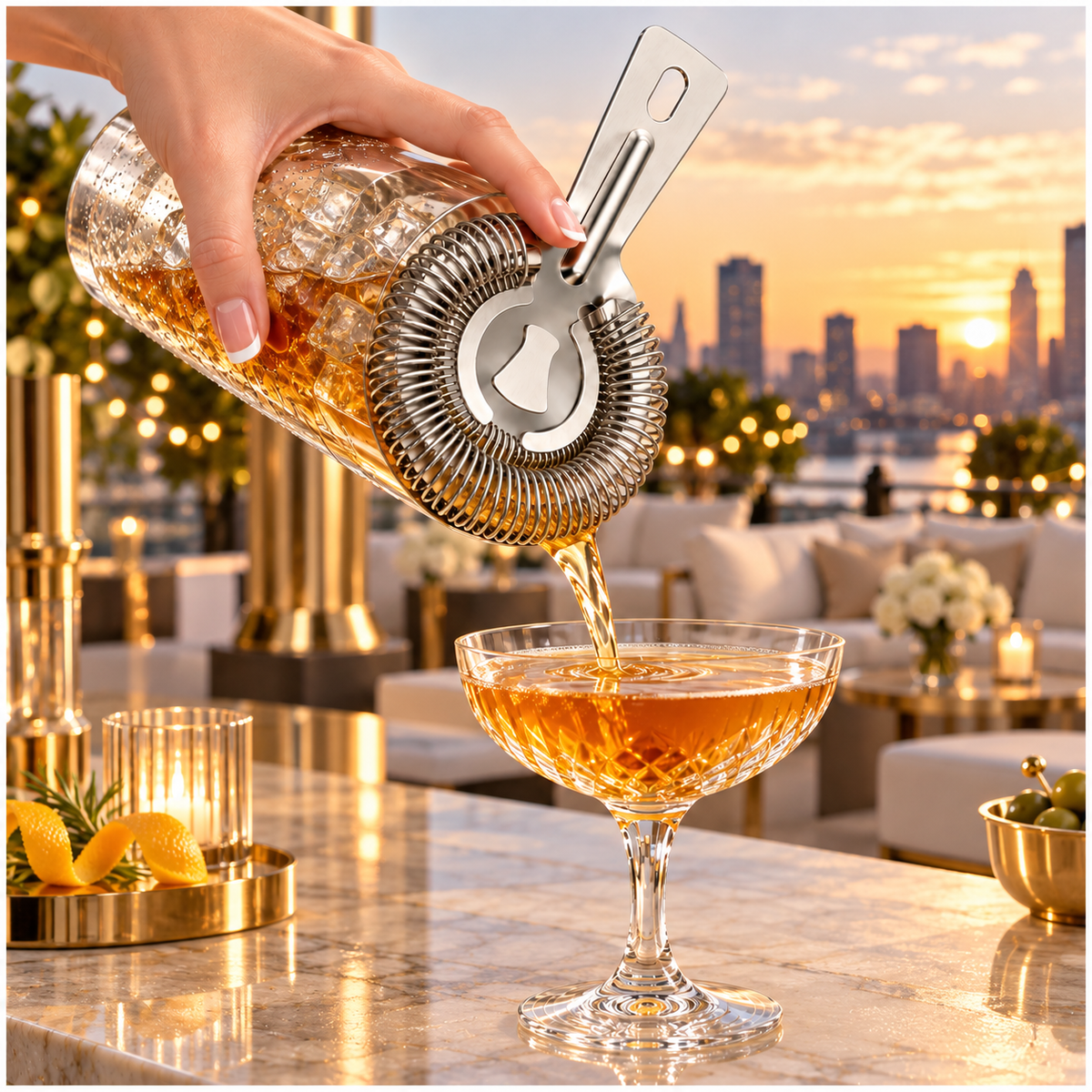 Stainless Steel Cocktail Ice Strainer - Silver Spring Coil - 14 cm