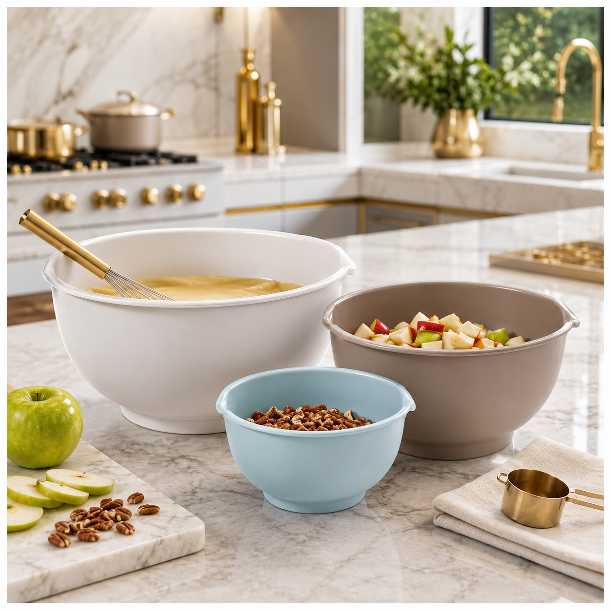 Essential 3-Piece Mixing Bowl Set - Built-In Measurements- 2.5L -2.0L -1.5L