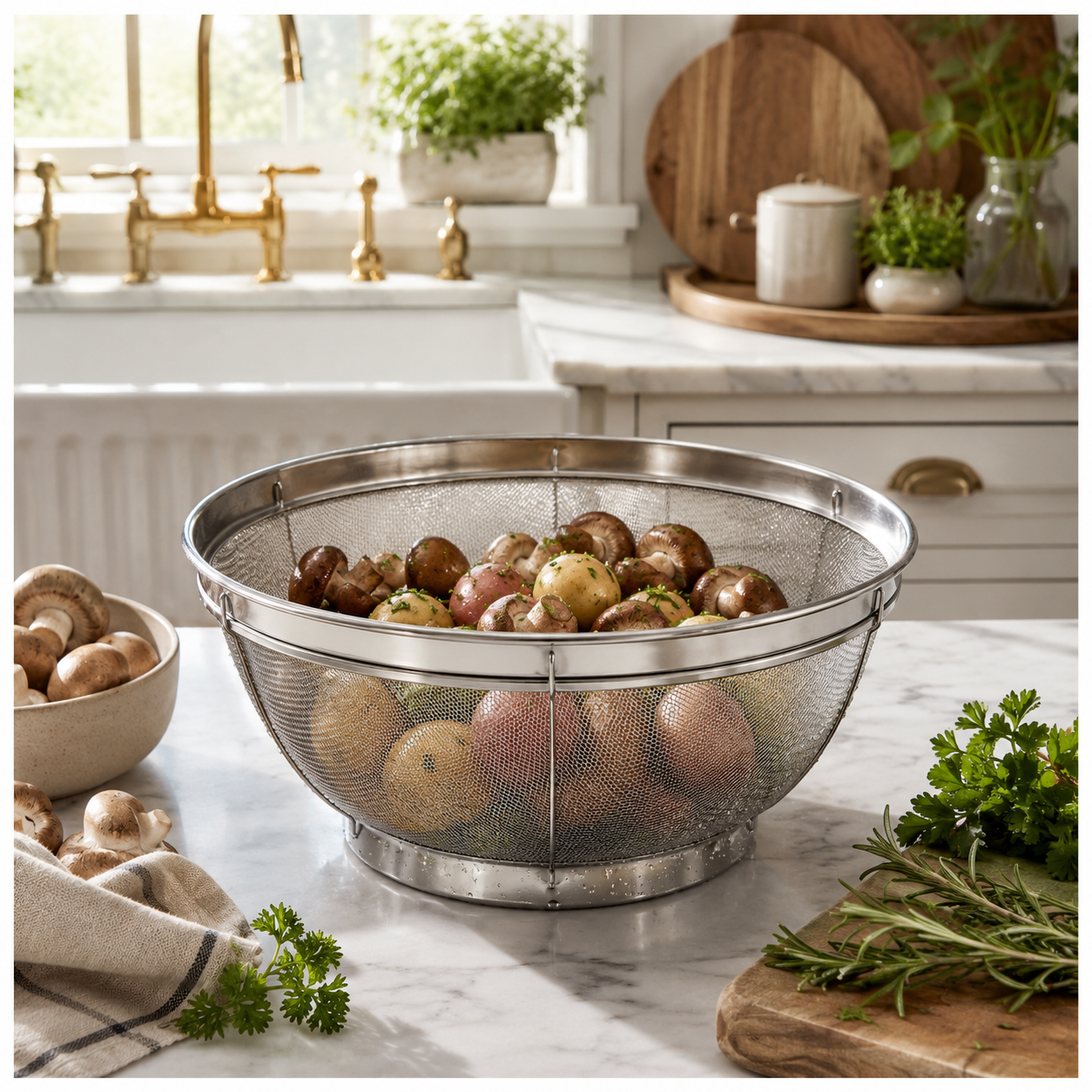 Fine Mesh Stainless Steel Colander Basket - Perfect for Kitchen Prep -27 cm