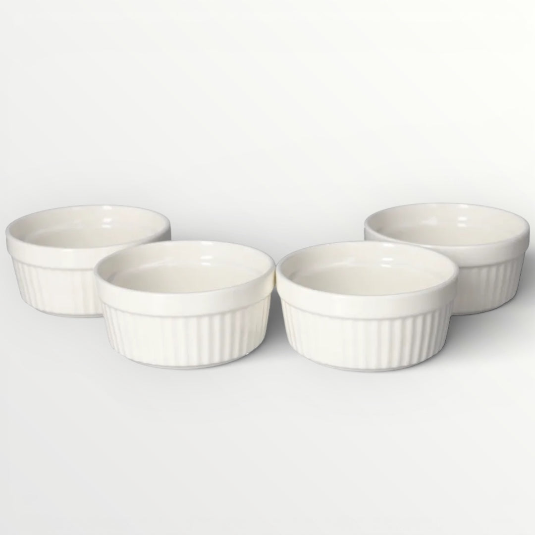 Beautiful Porcelain Dessert Ramekins Set of 4 – 160ml White Bowls